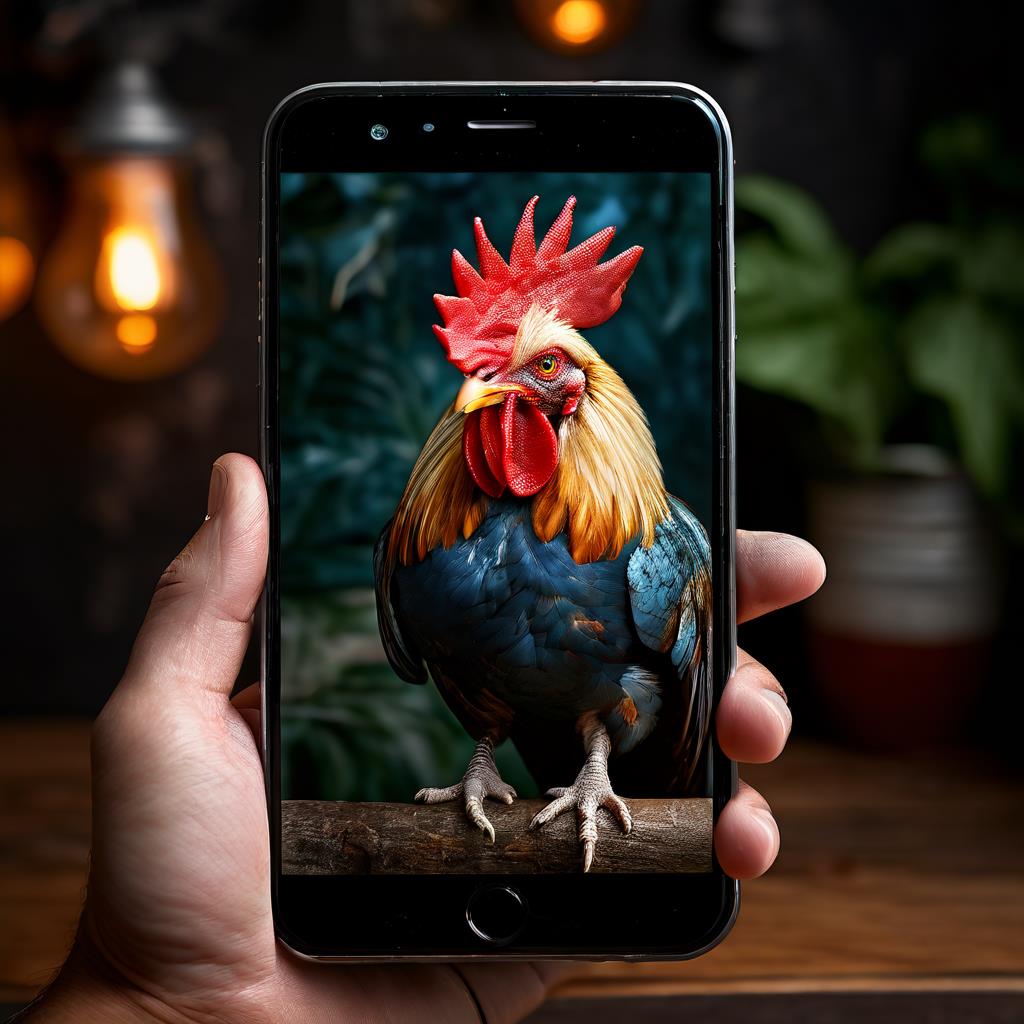 Cockfighting Rooster on Smartphone
